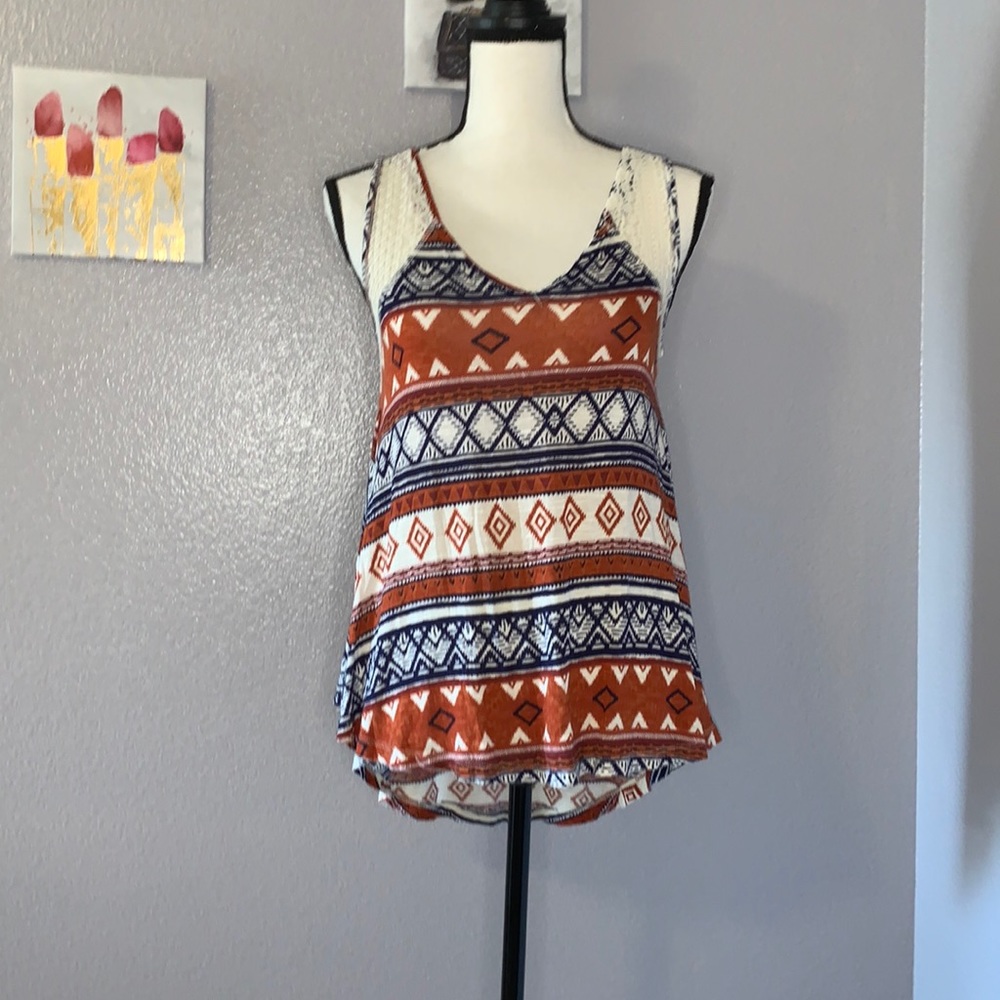 Rue21 Aztec print crochet racerback tank top